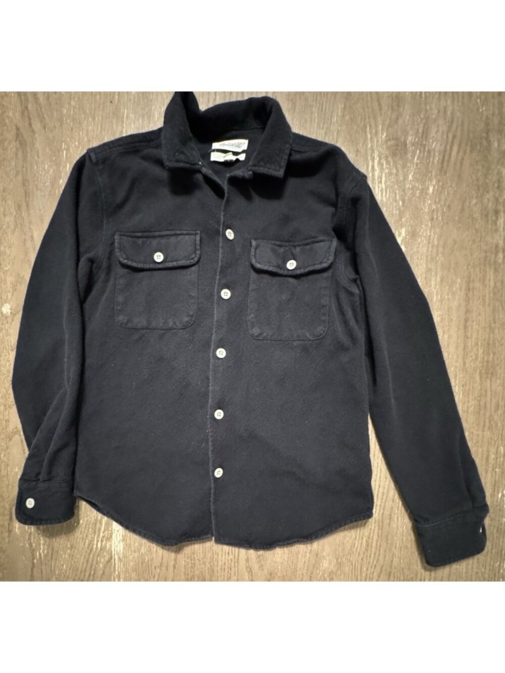 Madewell Men XS Brushed Twill Easy Shirt Shacket Jacket Shirt Button Up Black - Picture 5 of 11